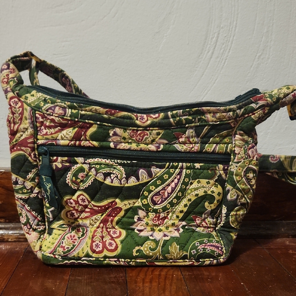 Vera Bradley Paisley Quilted Shoulder Bag - Green and Pink